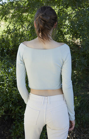 Green Bonnie Off-The-Shoulder Long Sleeve Top image number 3