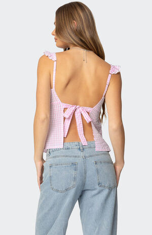 Jenson Backless Gingham Top image number 4