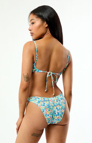 Blue & White Rae High Cut Bikini Bottom image number 4