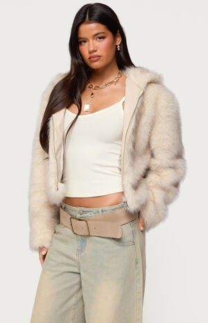 Beyonca Hooded Faux Fur Jacket image number 2