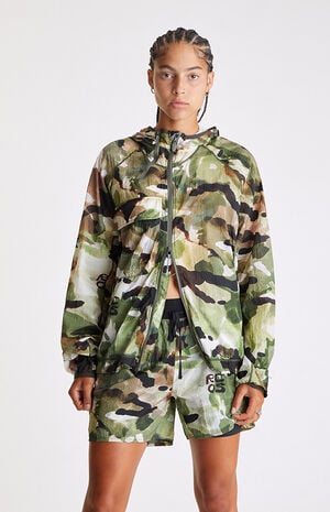 Nylon Zip Up Hooded Packable Running Jacket