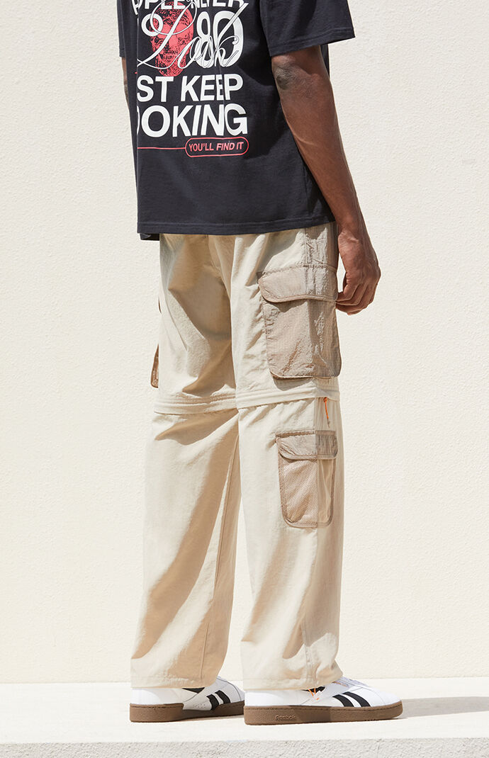 PacSun Tan Baggy Nylon Cargo Zip Off Pants | PacSun