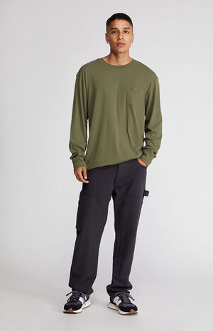Olive Solid Regular Long Sleeve T-Shirt image number 4