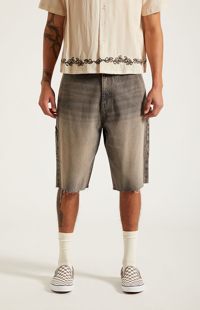 Pacsun Harrison Cutoff Baggy Carpenter Denim Shorts Brown