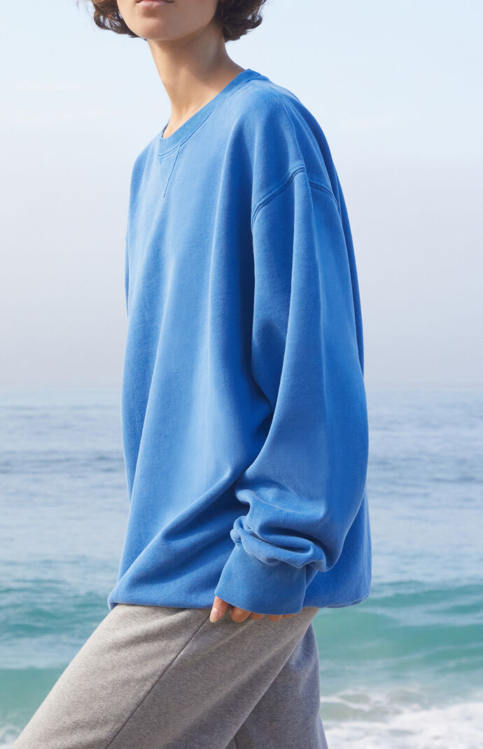 John Galt Electric Blue Erica Oversized Crew Neck Sweatshirt | Pacsun