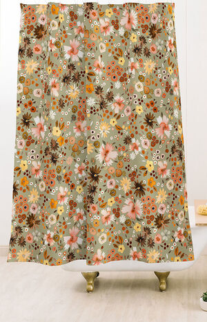 Green Flower Shower Curtain image number 2