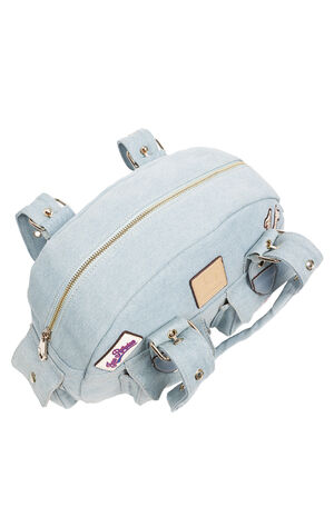 Blue Denim Multi Patch Satchel Bag image number 7