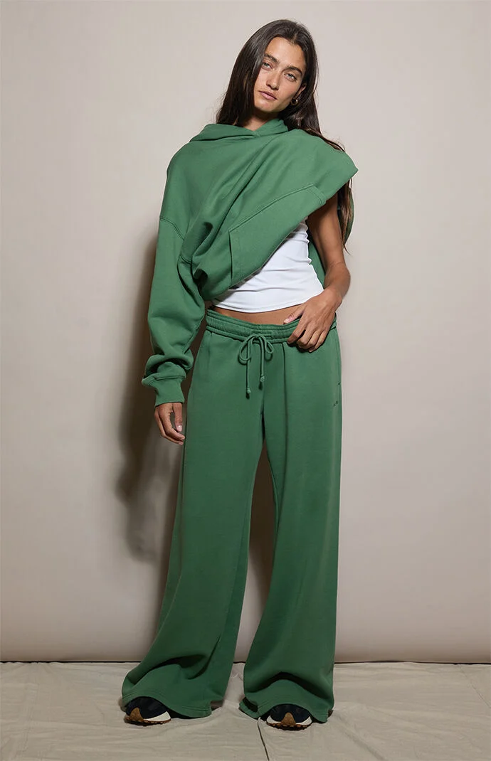 Pacsun Green Ultra Soft Fleece Baggy Sweatpants
