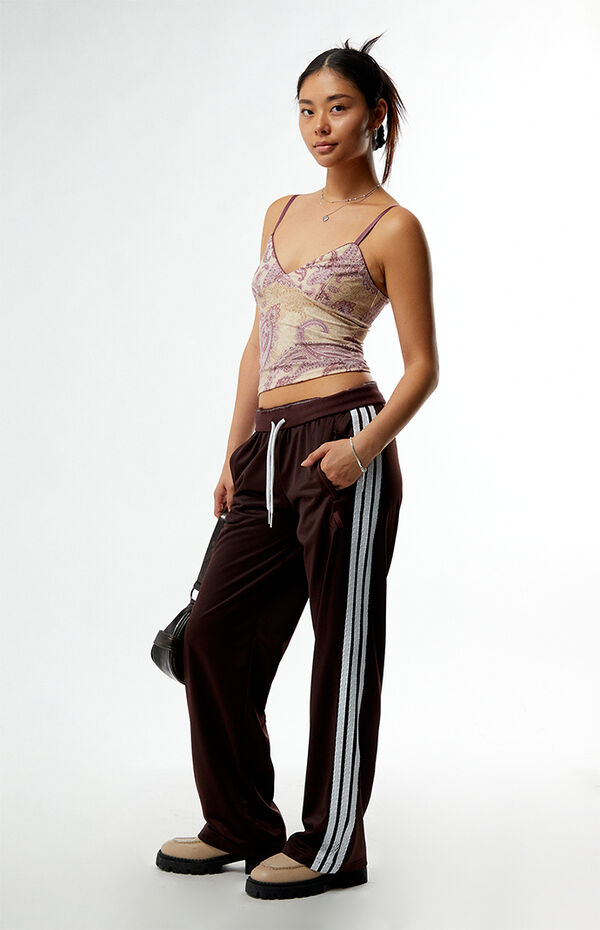 adidas Brown Tricot 3-Stripes Track Pants