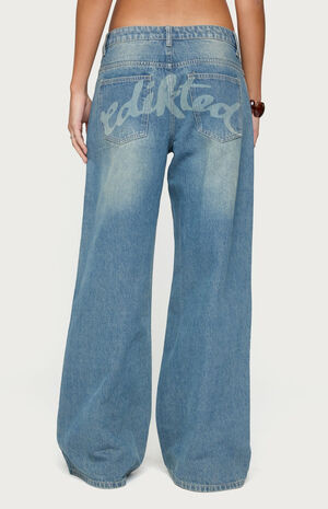 Graphic Vintage Washed Low Rise Jeans image number 4