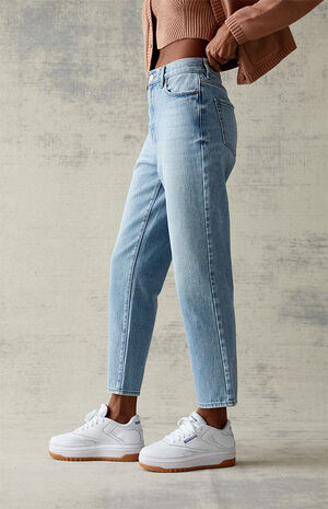 Light Blue High Waisted Straight Leg Jeans image number 3