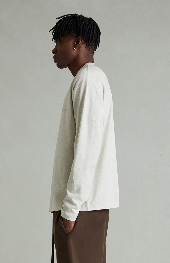 Fear of God ESSENTIALS Heather Oatmeal Classic Long Sleeve T-Shirt