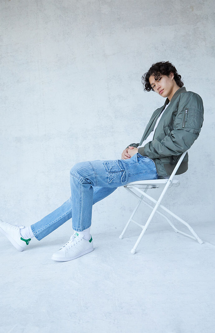 Medium Indigo Skinny Cargo Jeans