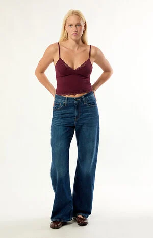Women's Middy Loose Boot Jeans - Good Fortunes image number 1