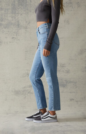 Eco Light Blue Stretch  Mom Jeans image number 3