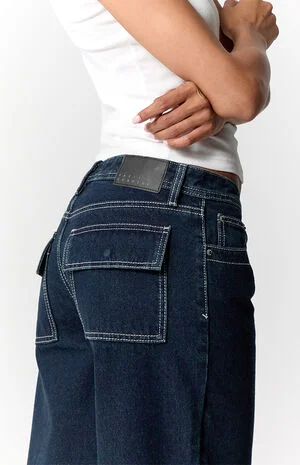 Casey Low Rise Baggy Jeans Contrast Stitch Rinse Denim image number 6