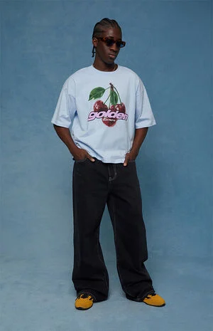 Blake Extreme Baggy Jeans Embroidered Flames Washed Black image number 1