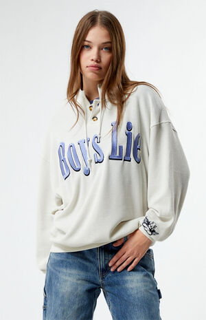 Smitten Waffle Knit Henley Sweatshirt image number 1