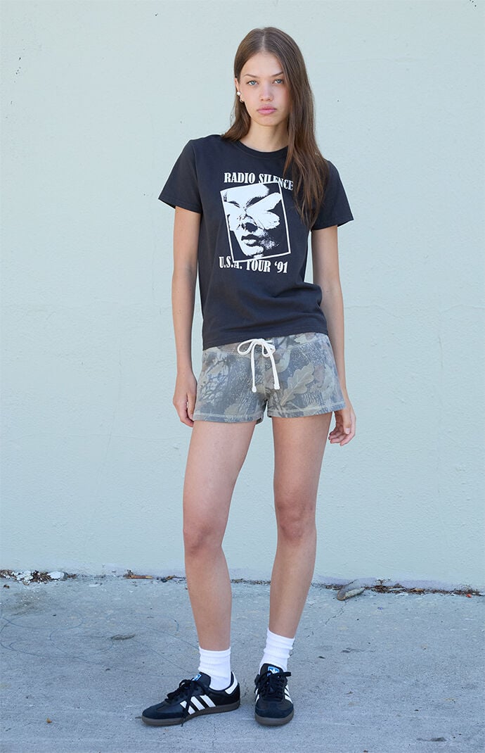 John Galt Camo Marcie Curved Sweat Shorts