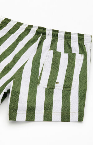 Green Striped Seersucker 4.5'' Swim Trunks image number 4