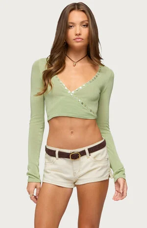Hyla Button Cropped Wrap Top image number 1