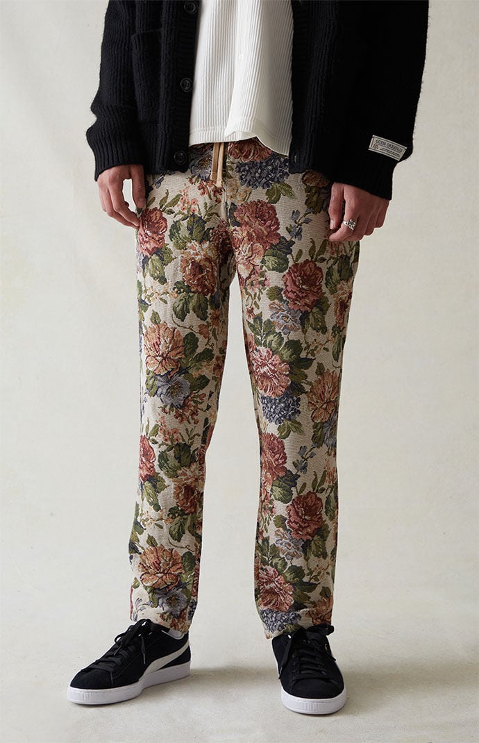 PacSun Canvas Floral Printed Slim Trousers PacSun