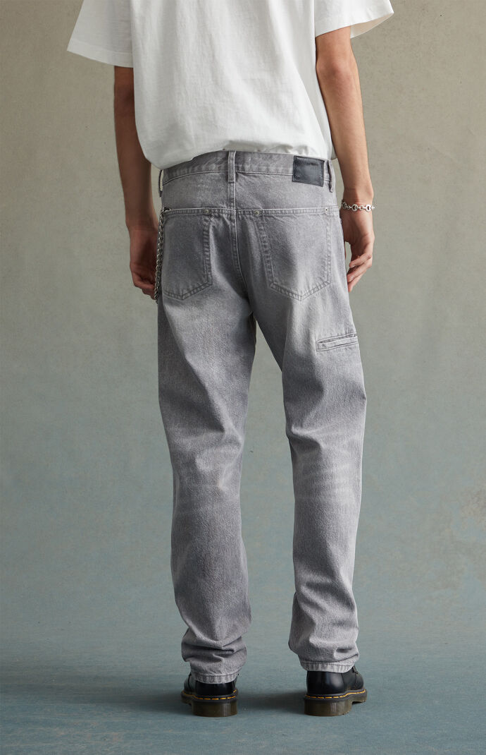 【in a row】Patch Gray Wide Denim Zara TRF MID-RISE WIDE LEG JEANS | Place Rosemère