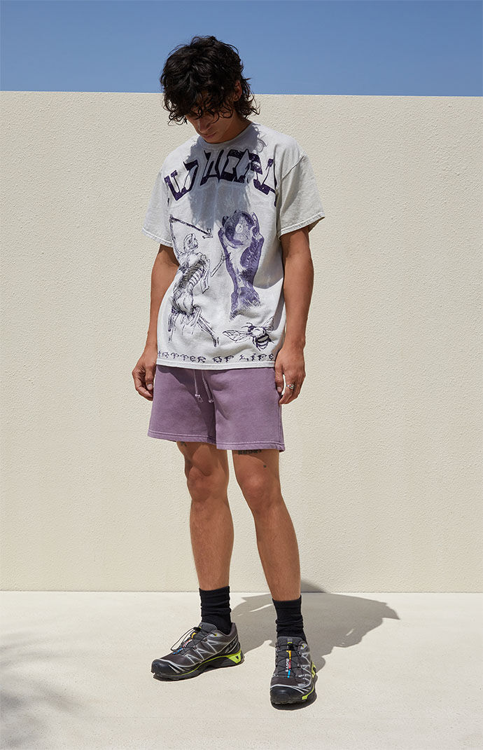 Purple online fleece shorts