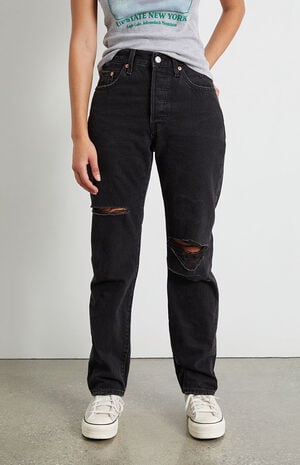 Black 501 Ripped High Rise Jeans image number 2