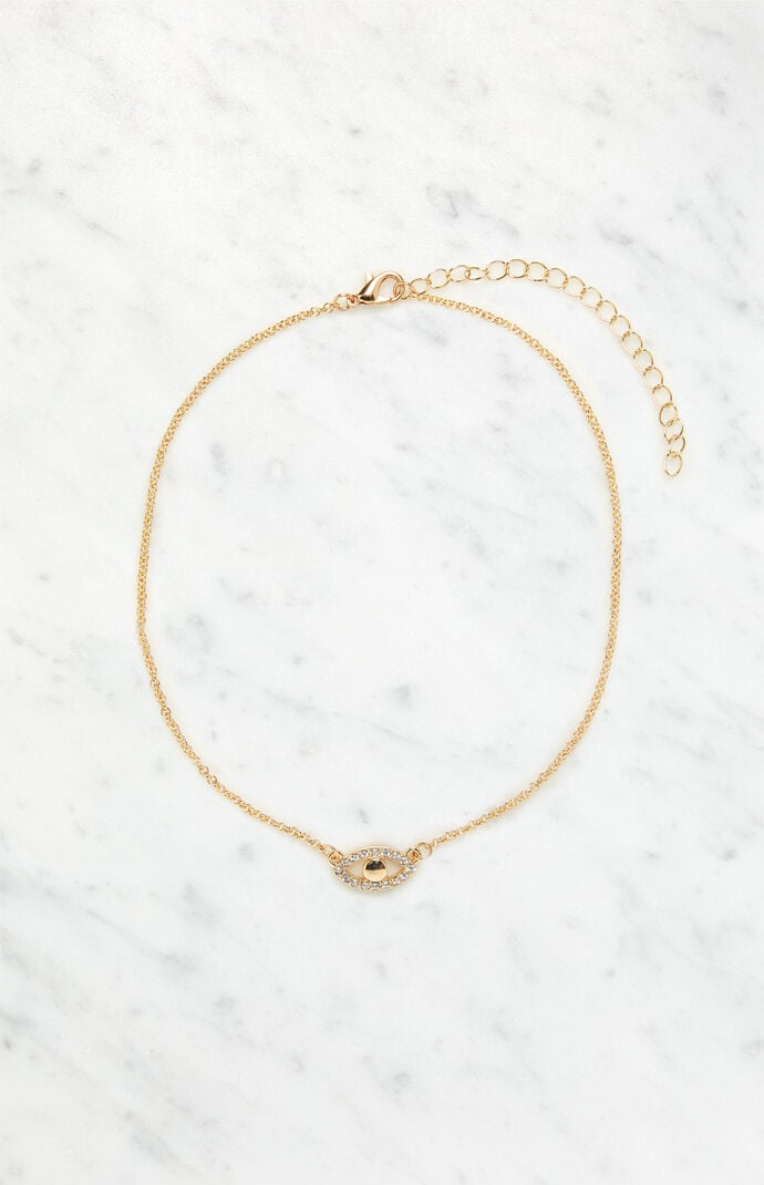 Rhinestone Evil Eye Necklace