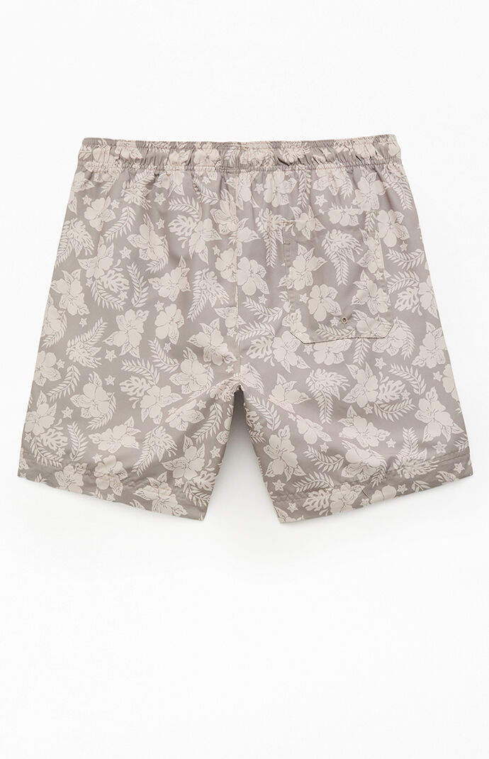 Pacsun Tan Flower 6.5" Swim Trunks