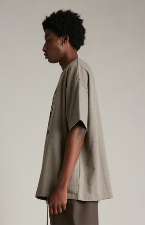 Heather Grey Heavy Crew Neck T-Shirt image number 3