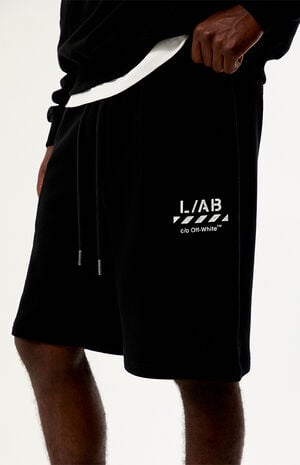 Diagonal Open Hem Jogger Sweat Shorts image number 1