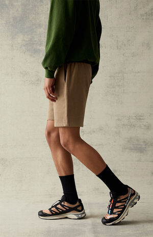 Fleece Washed Tan Sweat Shorts image number 4
