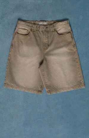 Parker Baggy Denim Shorts Tan Washed image number 1