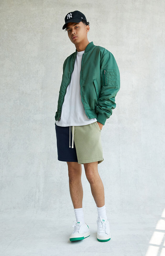 Blue & Green Split Volley Sweat Shorts