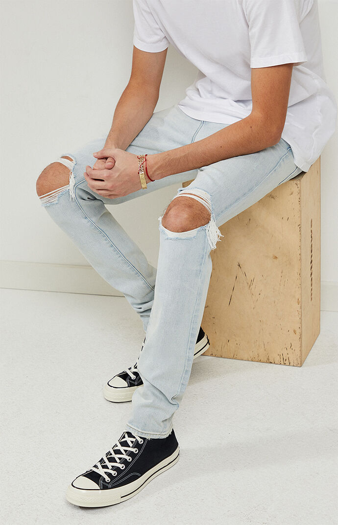 pacsun light ripped stacked skinny jeans