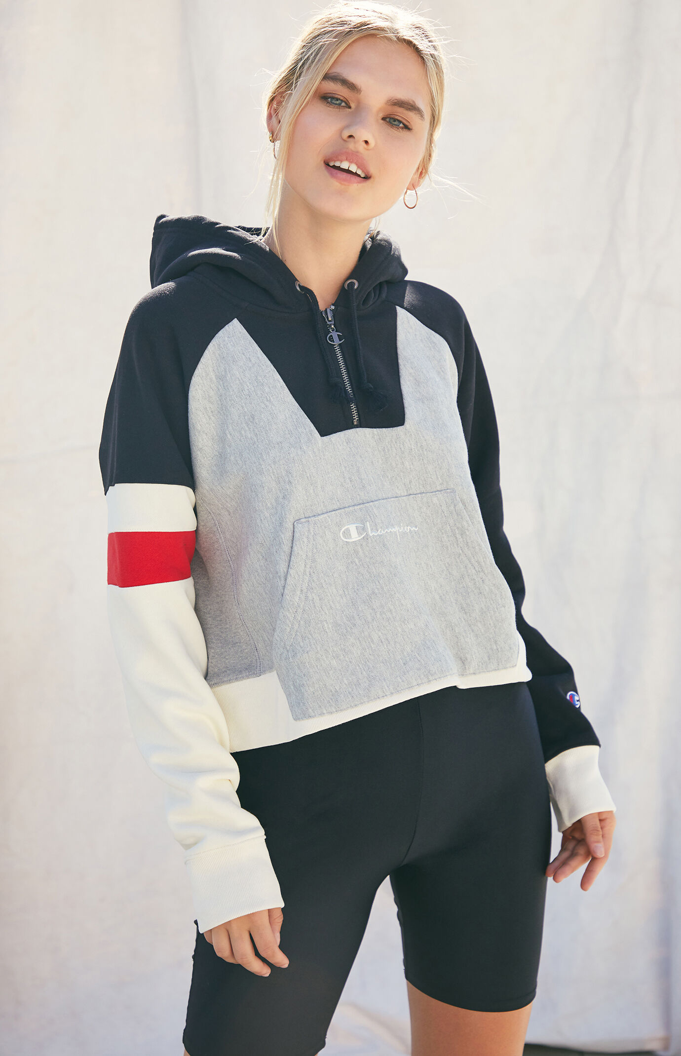 champion cropped colorblock hoodie