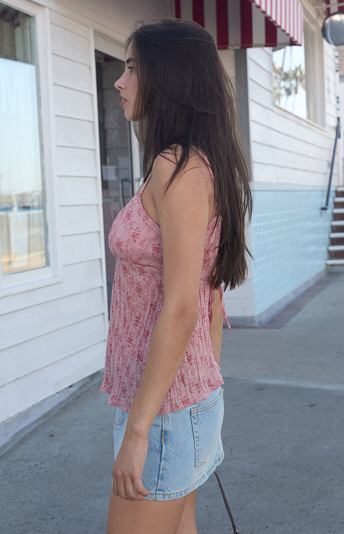 John Galt Pink Floral Edith Tank Top