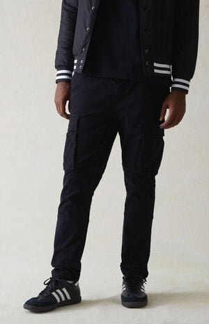 Stretch Canvas Black Slim Cargo Pants image number 1