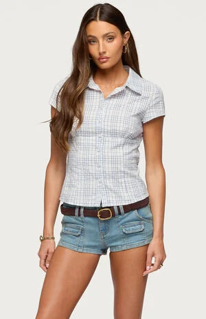 Naiah Plaid Tailored Button Up Shirt image number 1