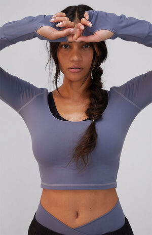 PAC WHISPER Gray Active Odette Workout Long Sleeve Top image number 4