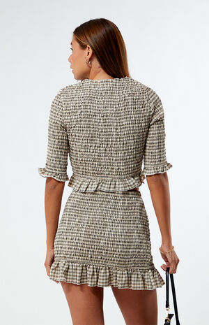 Checkerboard Smocked Mini Skirt image number 4