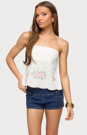 Shiri Floral Embroidered Backless Top image number 1