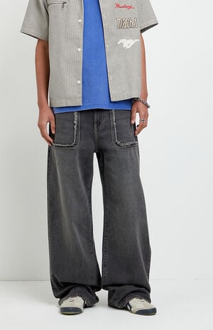 Blake Extreme Baggy Jeans Frayed Pocket Faded Black image number 2