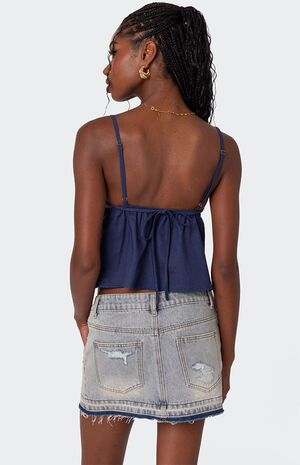 Edikted Linen Look Open Back Top | PacSun