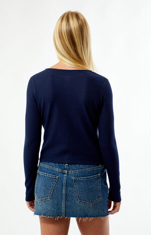 Rowan Waffle Knit Button Front Long Sleeve Top image number 5