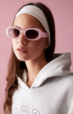 Pink Oval Cat Eye Sunglasses image number 2