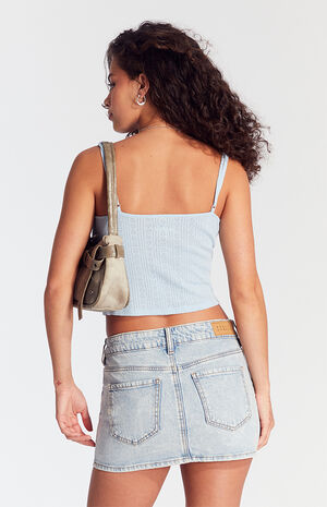 PacSun Light Blue Stretch Mid Rise Denim Skirt | PacSun