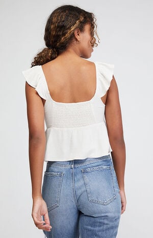 Keyhole Linen Babydoll Top image number 4